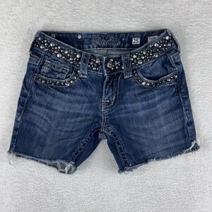 Miss Me Denim Shorts Studded Embellished‎ Boot Cutoff Jean Shorts Size 25